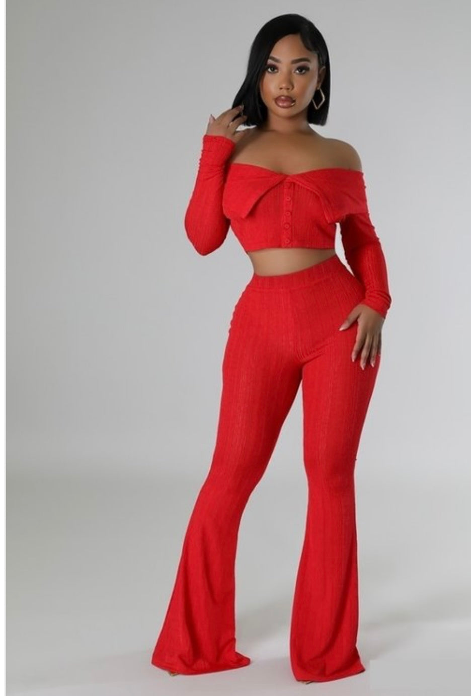 Richgirl Red Bellbottoms Set